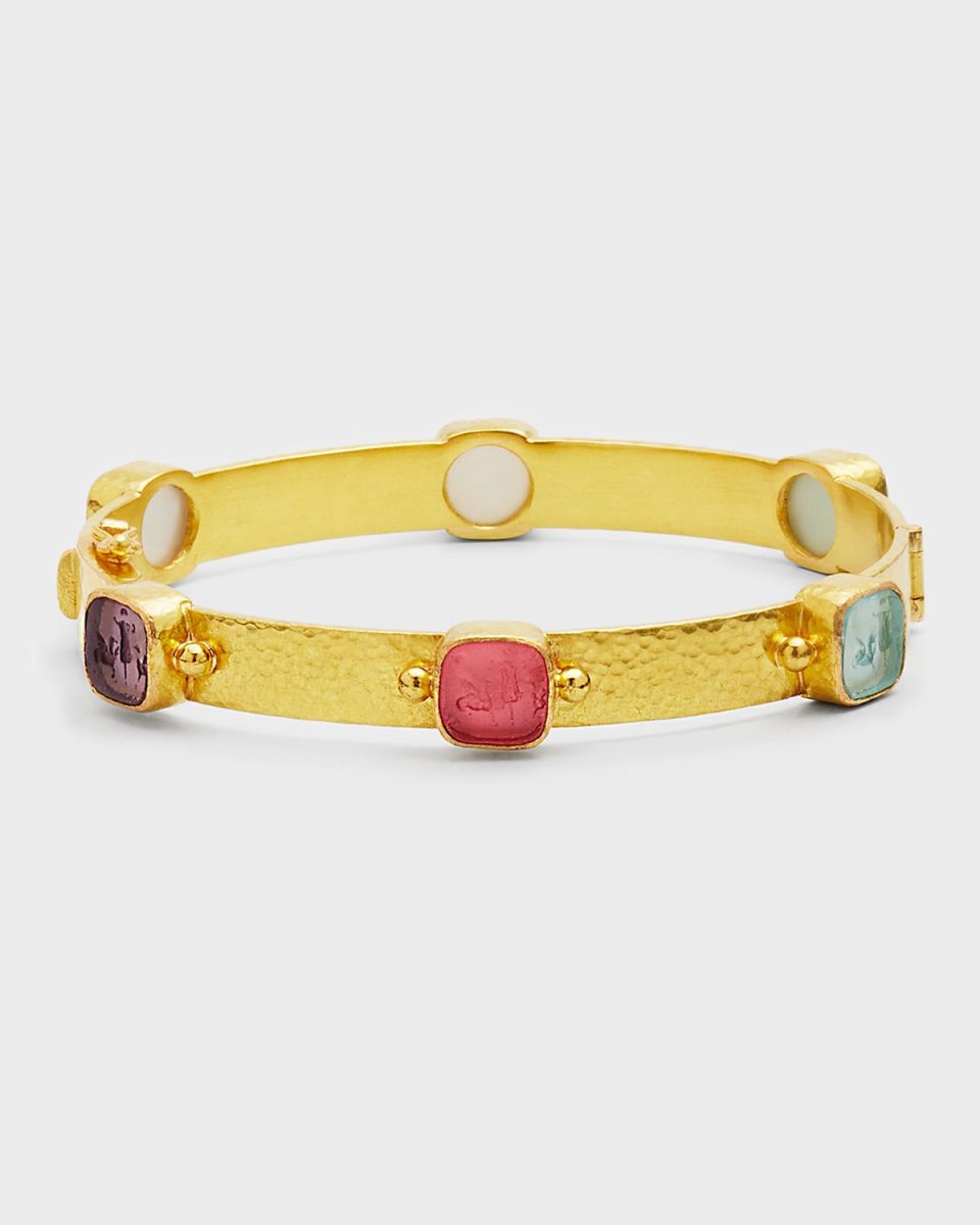 19K Flat Ribbon Quadrato Antico Bangle